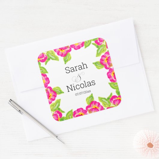 Wedding stickers personalized floral (Enveloppe)