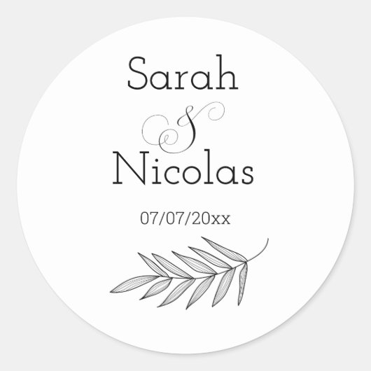 Wedding stickers personalized minimalist (Devant)