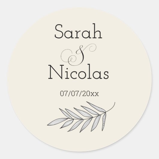 Wedding stickers personalized minimalist (Voorkant)