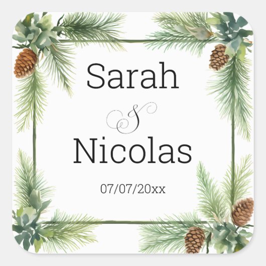 Wedding stickers personalized rustic (Devant)