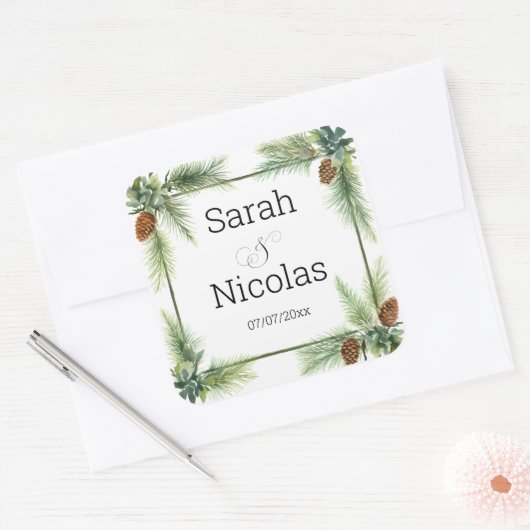 Wedding stickers personalized rustic (Enveloppe)