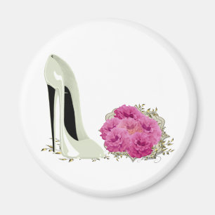 Wedding Stiletto Shoe en Bouquet van Rozen Magneet