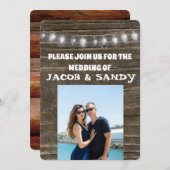 WEDDING STRING LIGHTS RUSTIC FOTO INVITATIONS KAART (Voorkant / Achterkant)