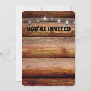 WEDDING STRING LIGHTS RUSTIC INVITATIONS KAART