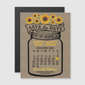 Wedding Sunflower Mason Jar Juli 2023 Datum Magnet (Voorkant / Achterkant)