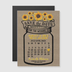 Wedding Sunflower Mason Jar Juli 2023 Datum Magnet