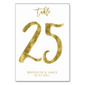 Wedding Table Numbers Gold Foil Effect Number 25 Kaart (Voorkant)
