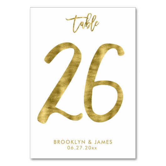 Wedding Table Numbers Gold Foil Effect Number 26 Kaart (Voorkant)
