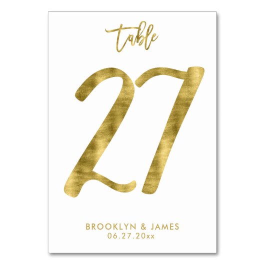 Wedding Table Numbers Gold Foil Effect Number 27 Kaart (Voorkant)