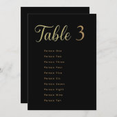 Wedding Table Seating Chart Cards | Gold on Black Kaart (Voorkant / Achterkant)