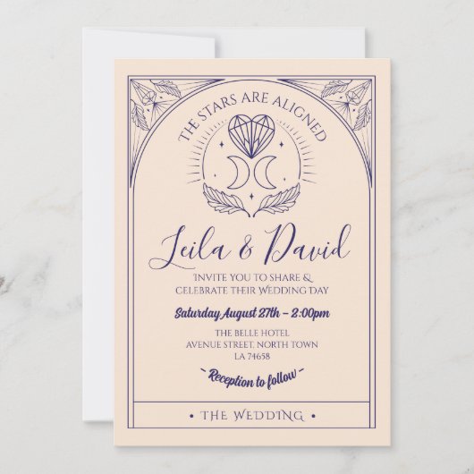 Wedding Tarot Moon Heart Stars De uitnodiging (Voorkant)