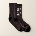 Wedding Team Bride Personalized<br><div class="desc">A fun personalized Team Bride wedding favor gift for your friends and family. You can personalize these souvenir keepsake socks with your first names and wedding date in white typography against a black background.</div>