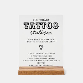 Wedding Temporary Tattoo Station Bar Instruction  Acryl Bord