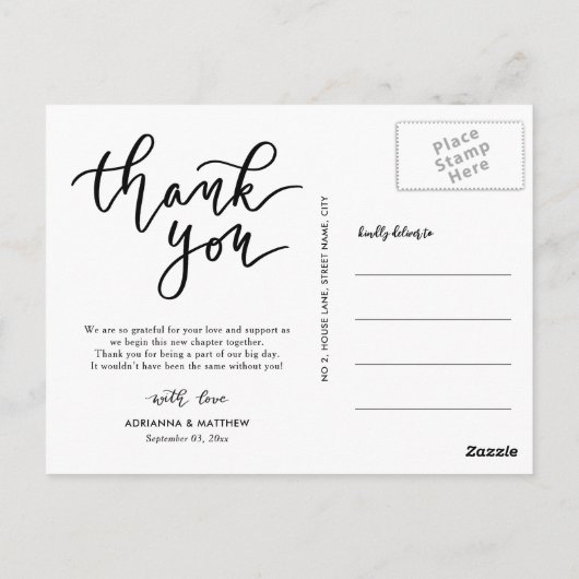 Wedding Thank You Script | Elegant Photo Collage Briefkaart (Achterkant)