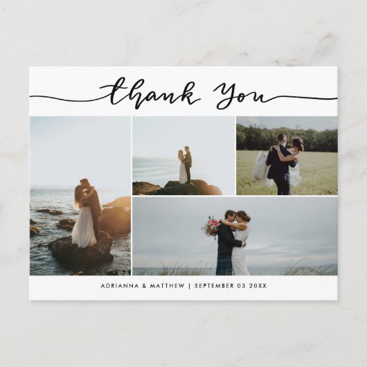 Wedding Thank You Script | Elegant Photo Collage Briefkaart (Voorkant)