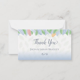 Wedding Thank You - Vectorial Tulip With Leaves Notitiekaartje