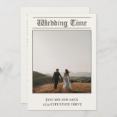 Wedding Time Newspaper - Uitnodiging Herinnering K (Voorkant / Achterkant)