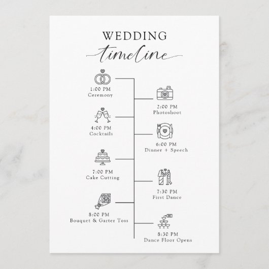 Wedding Timeline Program Elegant Minimalistisch Ee Programma (Voorkant)