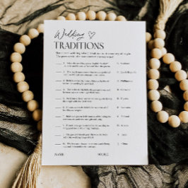 Wedding Traditions Bridal Shower Trivia Game Card Kaart