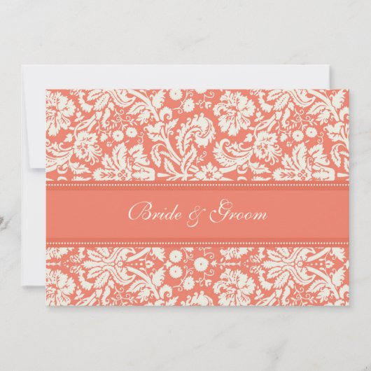 Wedding-uitvindingen Coral Cream Damask Kaart (Voorkant)