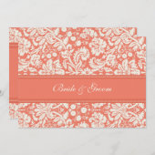 Wedding-uitvindingen Coral Cream Damask Kaart (Voorkant / Achterkant)