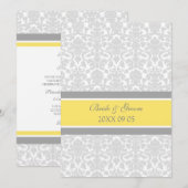 Wedding-uitvindingen Lemon Grey White Damask Kaart (Voorkant / Achterkant)