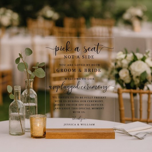 Wedding Unplugged Ceremony Pick a Seat not a Side