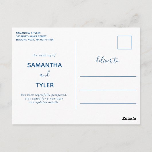 Wedding Update Briefkaart - Coastal Wave Waterverf (Achterkant)