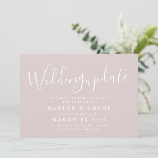 Wedding update Wijziging datum uitstel Save The Date (Staand voorkant)