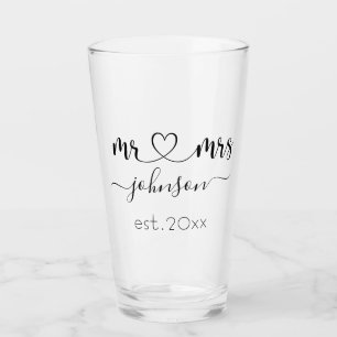 Wedding Verloving Heart de heer Mrs. Persoonlijke  Glas