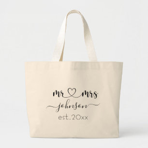Wedding Verloving Heart de heer Mrs. Persoonlijke Grote Tote Bag