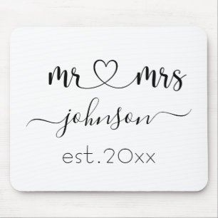 Wedding Verloving Heart de heer Mrs. Persoonlijke Muismat