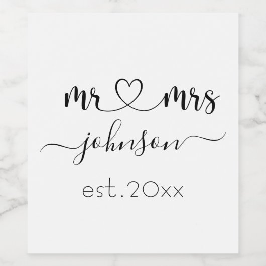 Wedding Verloving Heart de heer Mrs. Persoonlijke  Wijn Etiket (Enkel label)