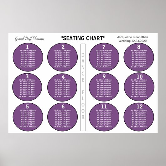 Wedding Violet 12-tabel Poster (Voorkant)