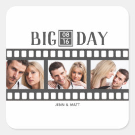 Wedding Voeg 3 foto's toe Leuke film Vierkante Sticker