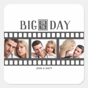 Wedding Voeg 3 foto's toe Leuke film Vierkante Sticker