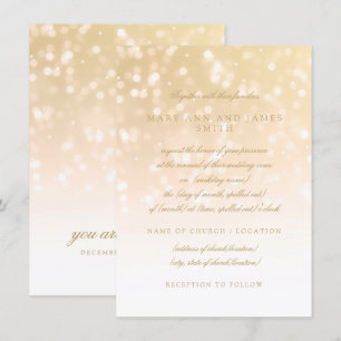 Wedding Vow Renewal Gold Bokeh Sparkle Lights Kaart