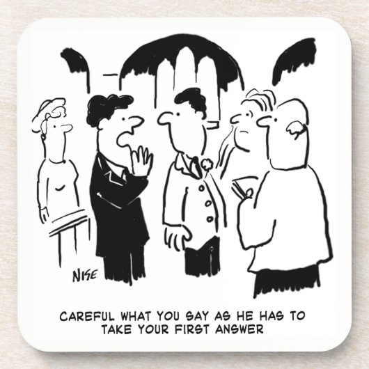 Wedding Vows Vicar en Beste Man. Grappige grap op Bier Onderzetter (Voorkant)