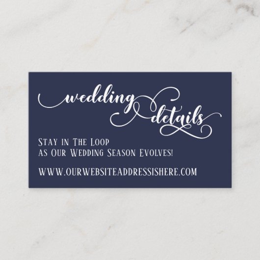 Wedding Website Details in Uitgebreid Script, Mari Informatiekaartje (Voorkant)