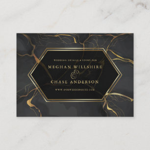 WEDDING WEBSITE   Elegant Black en Gold Marble Visitekaartje