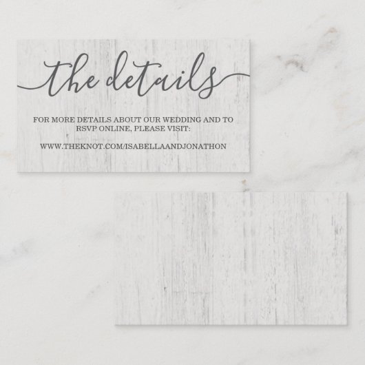 Wedding Website Enclosure Kaart | rustiek romantis (Voorkant / Achterkant)