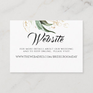 Wedding Website Gold Greenery Visitekaartje