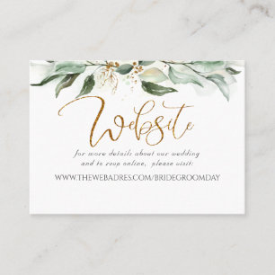 Wedding Website Gold Greenery Visitekaartje
