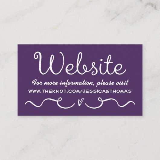 Wedding Website Kaart | Modern Paars en wit (Voorkant)