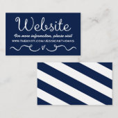 Wedding Website Kaart | Nautical Navy Blue & White (Voorkant / Achterkant)