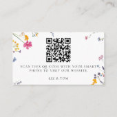 Wedding Website QR Code Wildflower Garden White Informatiekaartje (Achterkant)