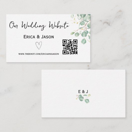 Wedding Website RSVP QR Code Enclosure Card Informatiekaartje (Voorkant / Achterkant)