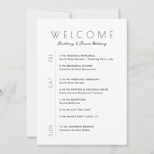 Wedding Weekend Minimalistische reisroute Welkom K Kaart (Voorkant)