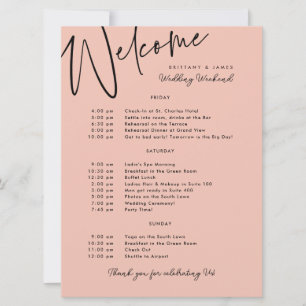Wedding Weekend Route Peach Black Welkom Kaart