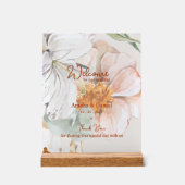 Wedding Welcome Acrylic Sign | Blush Peach Floral (Recto)
